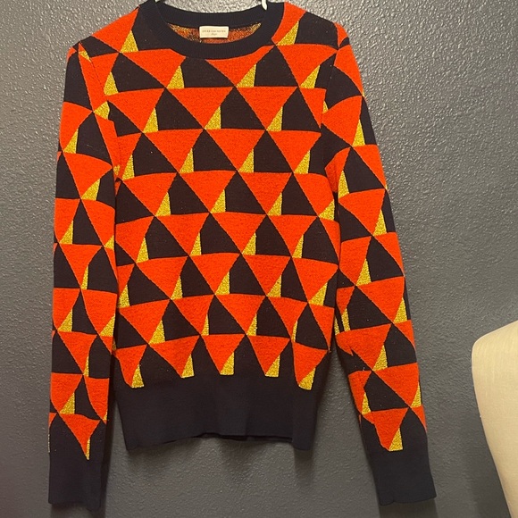Dies van noten gold metallic geometric sweater